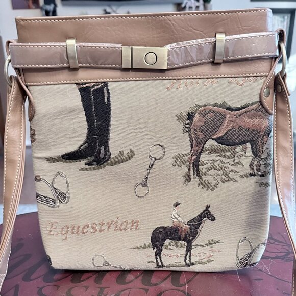Signare tapestry equestrian theme large purse - Picture 1 of 3